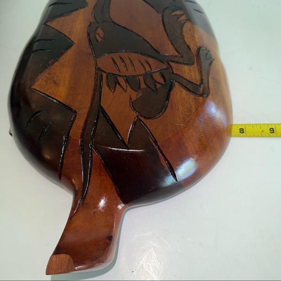 Wood Carved Leaf Design Serving Dish for Snacks Vintage Aruba Road Runner Floral - Picture 8 of 13